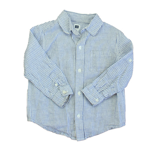 Janie and Jack Boys Blue | White Stripe Button Down Long Sleeve Size: 2T