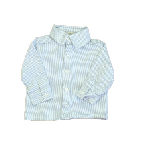 Wendy Bellissimo Boys Blue | White Stripe Button Down Long Sleeve Size: 0-3 Months Blue | White Stripe