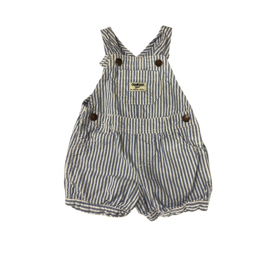 OshKosh Boys Blue | White | Striped Overall Shorts Size: 12-18 months Blue | White | Striped