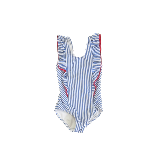 Cat & Jack Girls Blue | White Striped 1-piece Swimsuit Size: 4-5T Blue | White Striped