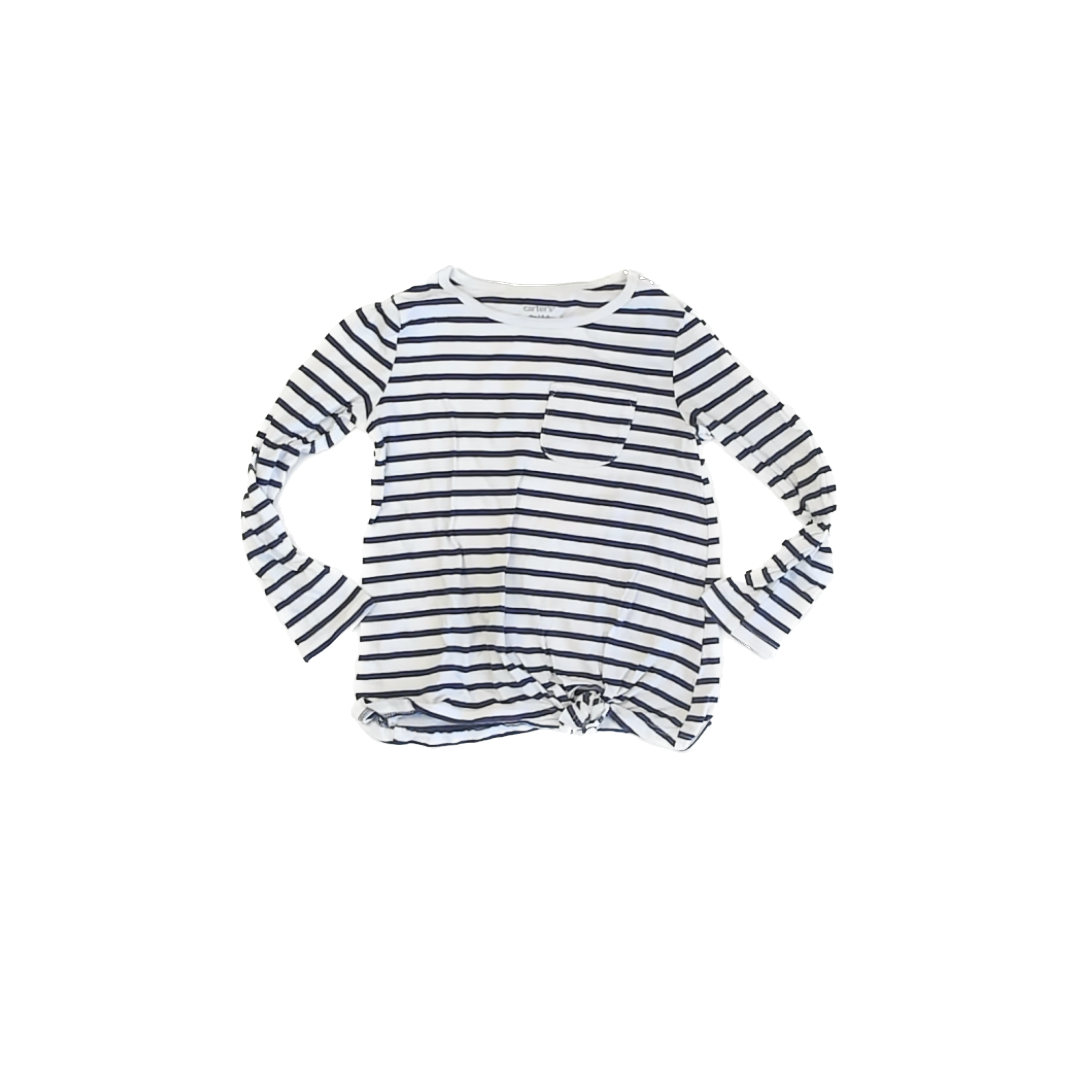 Carter's Girls Blue | White Striped Long Sleeve T-Shirt Size: 4T Blue | White Striped