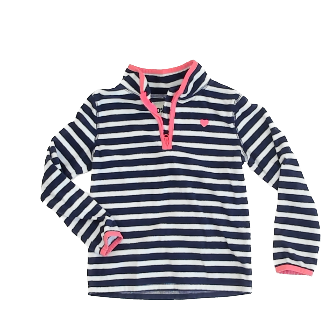 Osh Kosh Girls Blue | White Striped Fleece Size: 4T Blue | White Striped