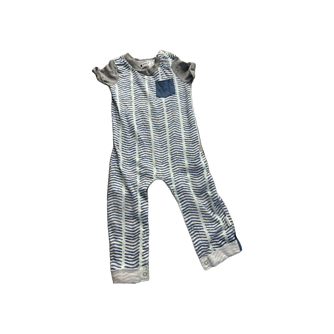 Burt's Bees Unisex Blue | White | Striped Romper Size: 0-3 months Blue | White | Striped