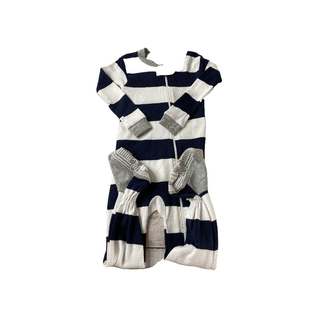 Burt's Bees Boys Blue | White | Striped Pajamas Size: 18 months Blue | White | Striped