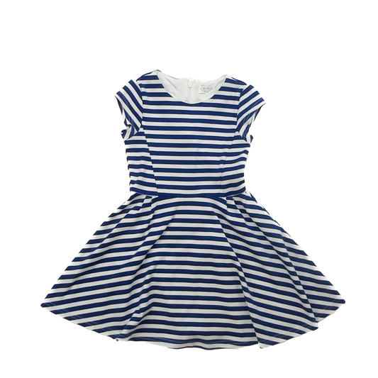 Children's Place Girls Blue | White Striped Dress Size: 5-6 Years Blue | White Striped