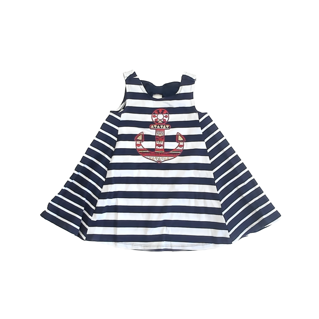 Tommy Bahama Girls Blue | White Striped Dress Size: 18 Months Blue | White Striped