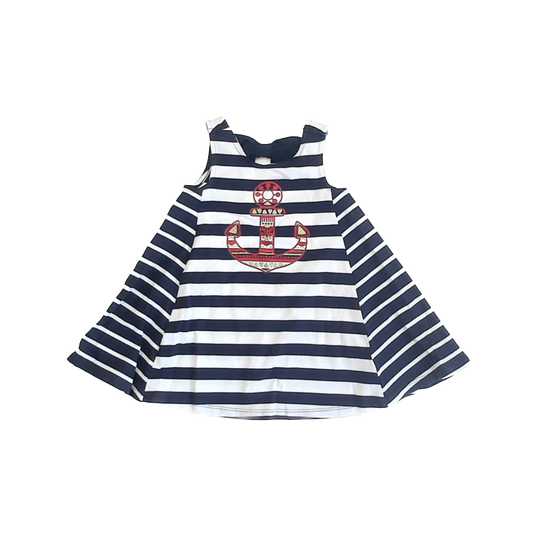 Tommy Bahama Girls Blue | White Striped Dress Size: 18 Months Blue | White Striped