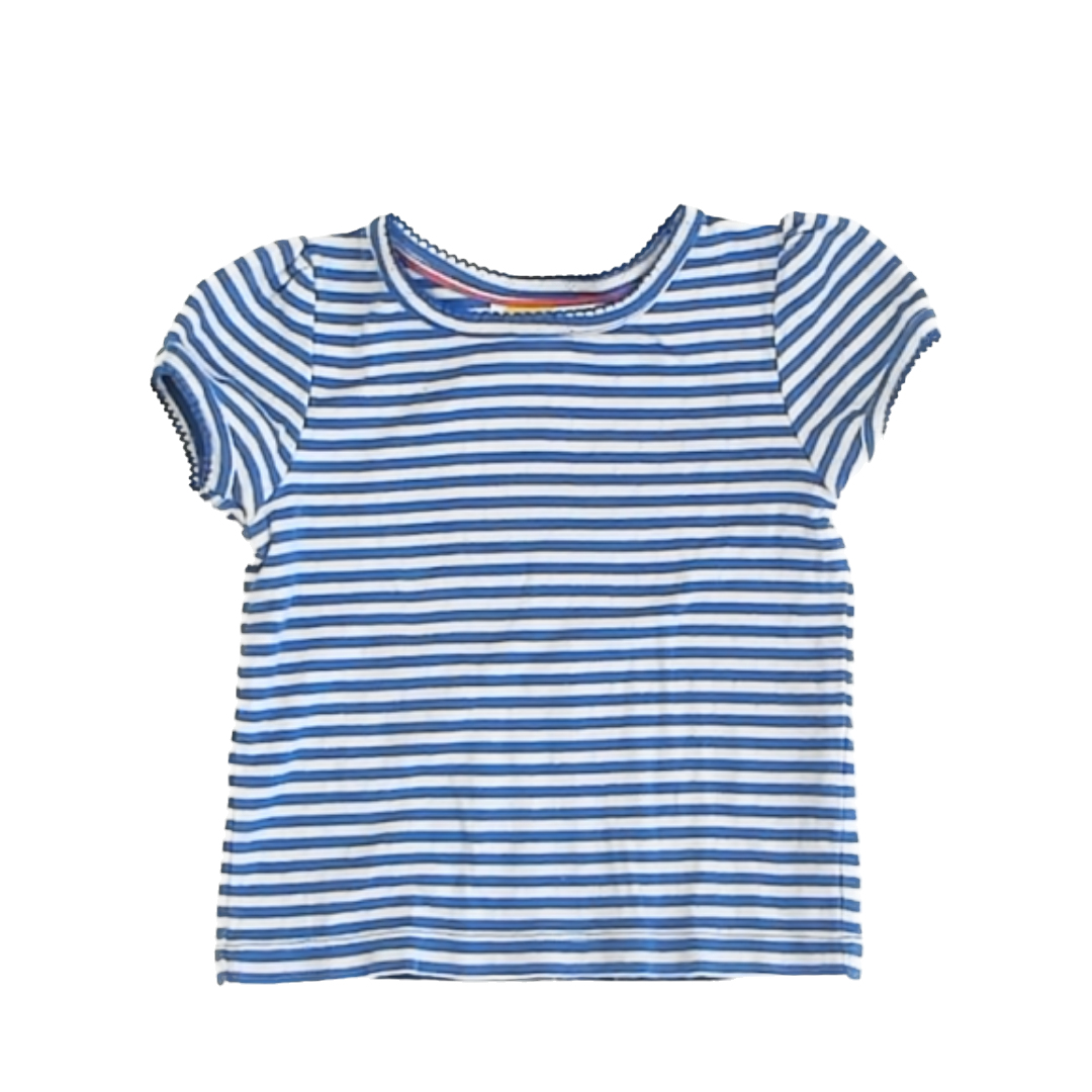 Mini Boden Girls Blue | White Striped Shirt Size: 3-4T Blue | White Striped