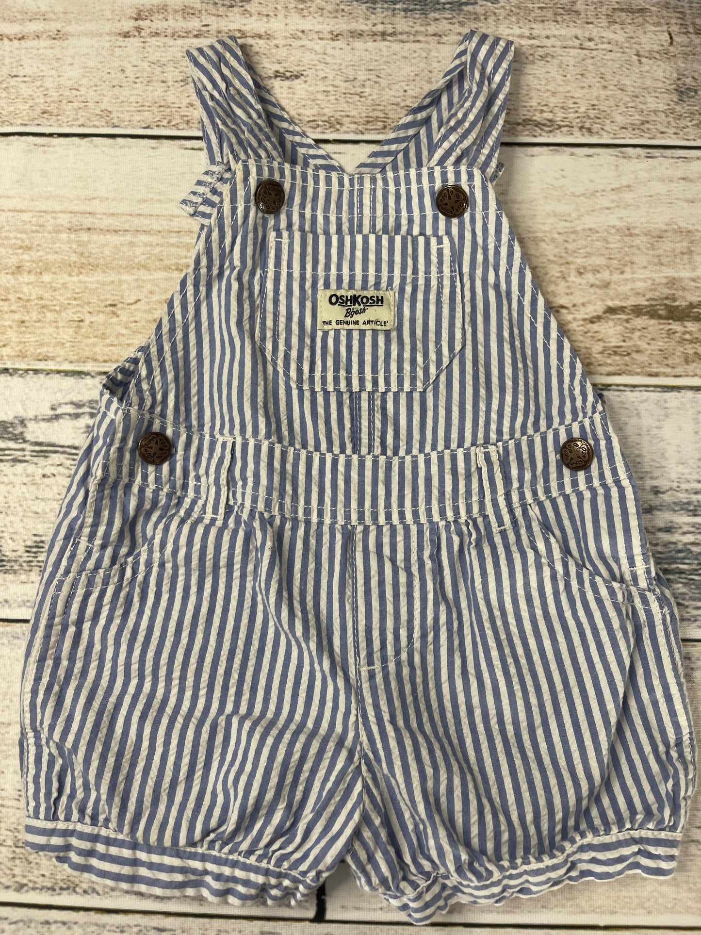 OshKosh Boys Blue | White | Striped Overalls Size: 18 months Blue | White | Striped