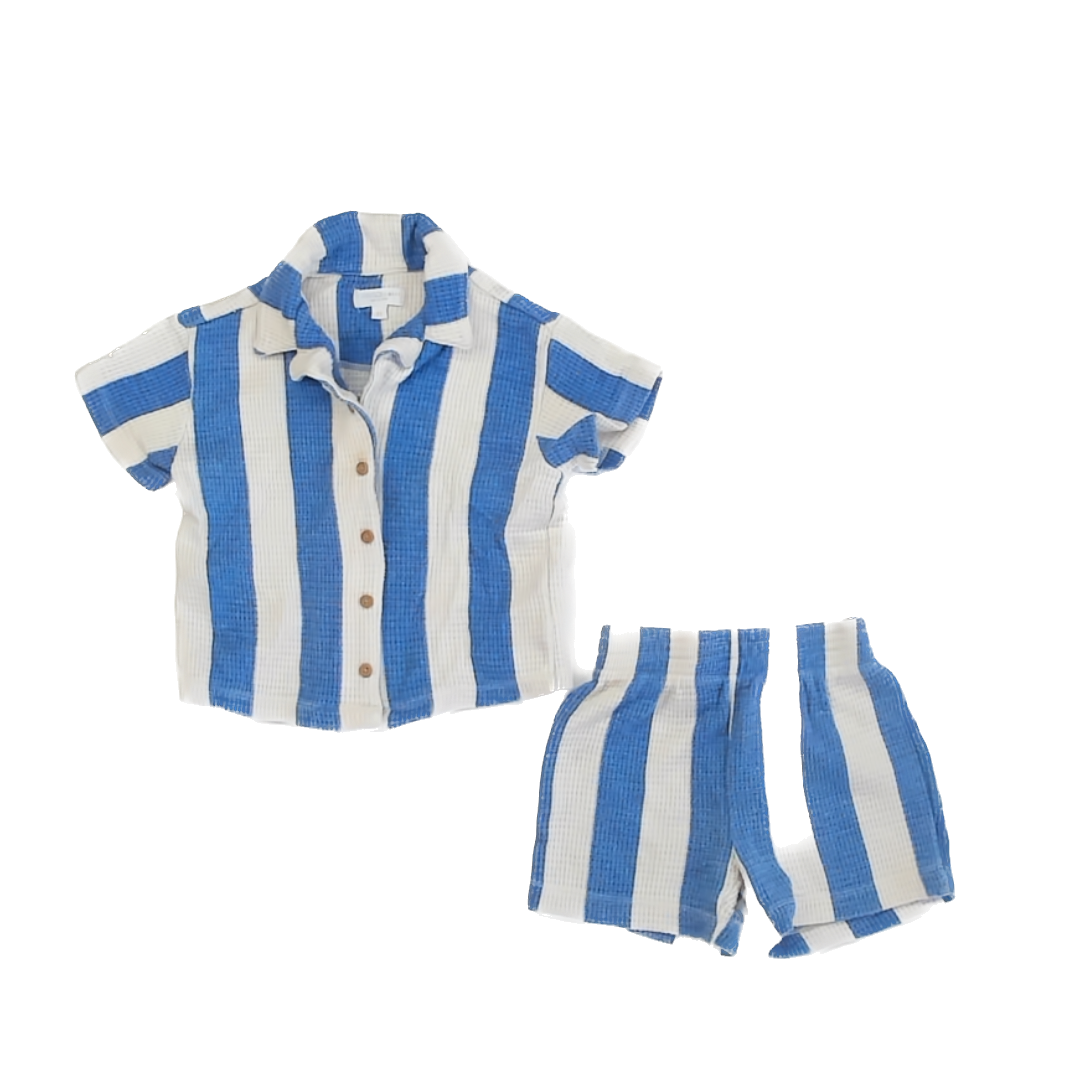 Grayson Mini Boys Blue | White Striped Apparel Sets Size: 3T Blue | White Striped