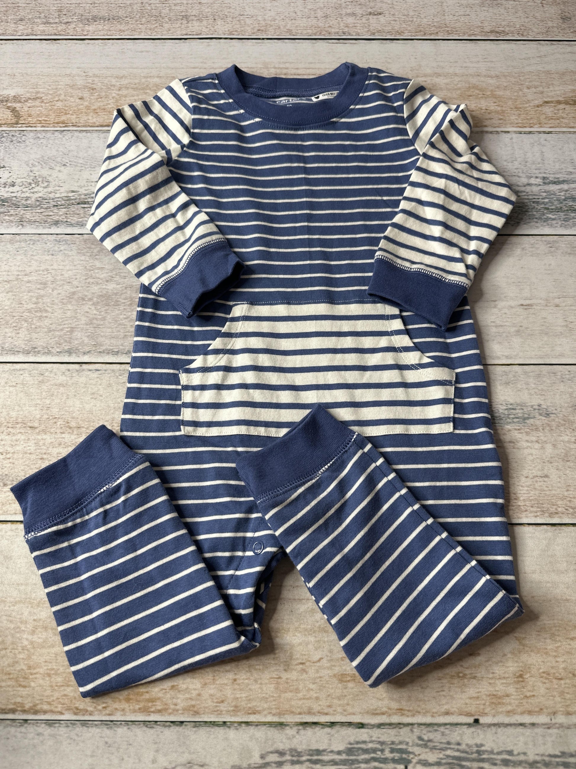 Carters Boys Blue | White | Striped Long Sleeve Outfit Size: 18 months Blue | White | Striped