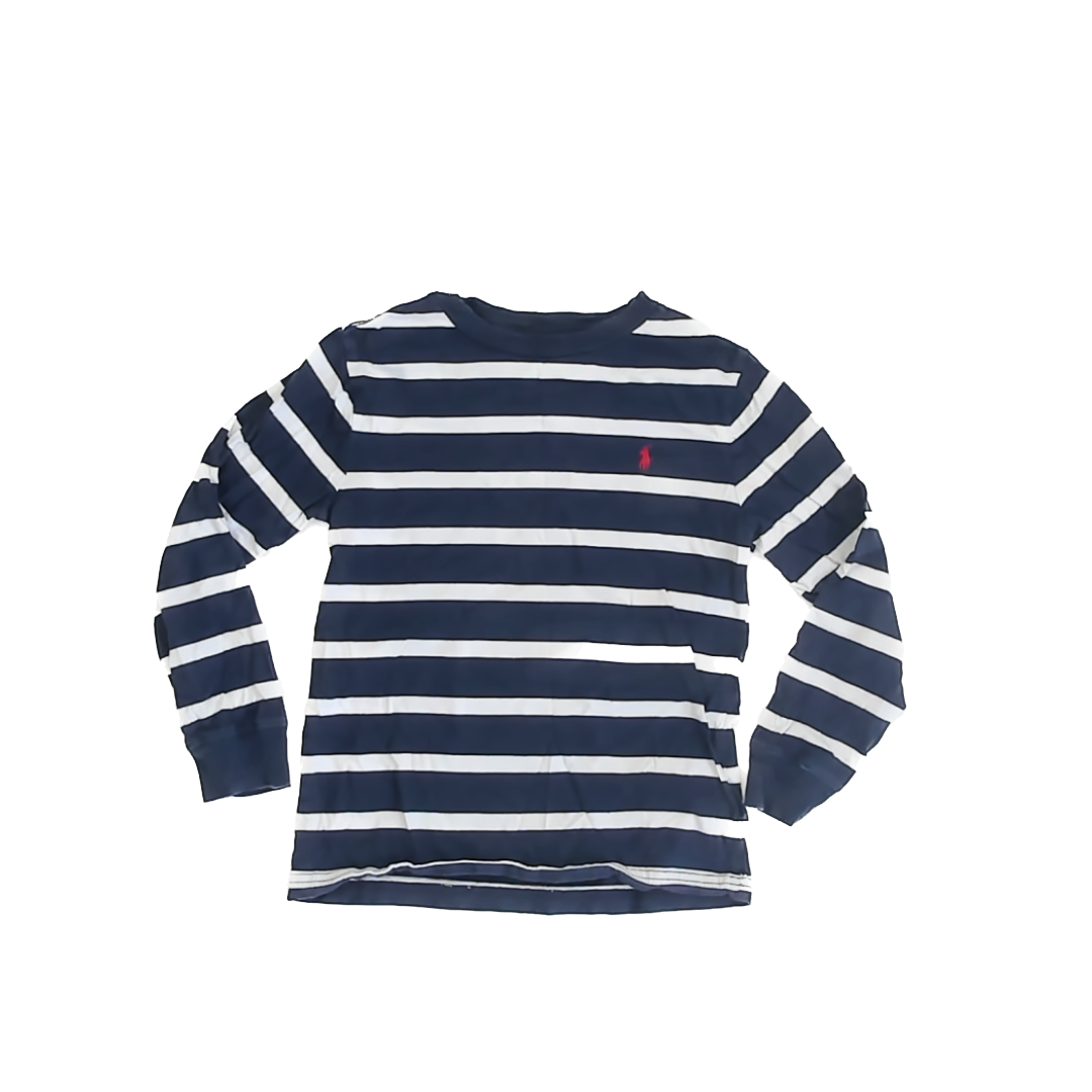 Ralph Lauren Boys Blue | White Striped Long Sleeve T-Shirt Size: 6 Years Blue | White Striped