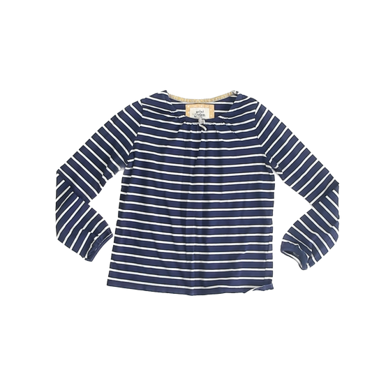 Boden Girls Blue | White Striped Long Sleeve Shirt Size: 7-8 Years Blue | White Striped