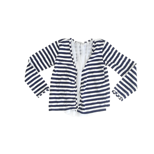 Mayoral Girls Blue | White Striped Cardigan Size: 8 Years Blue | White Striped