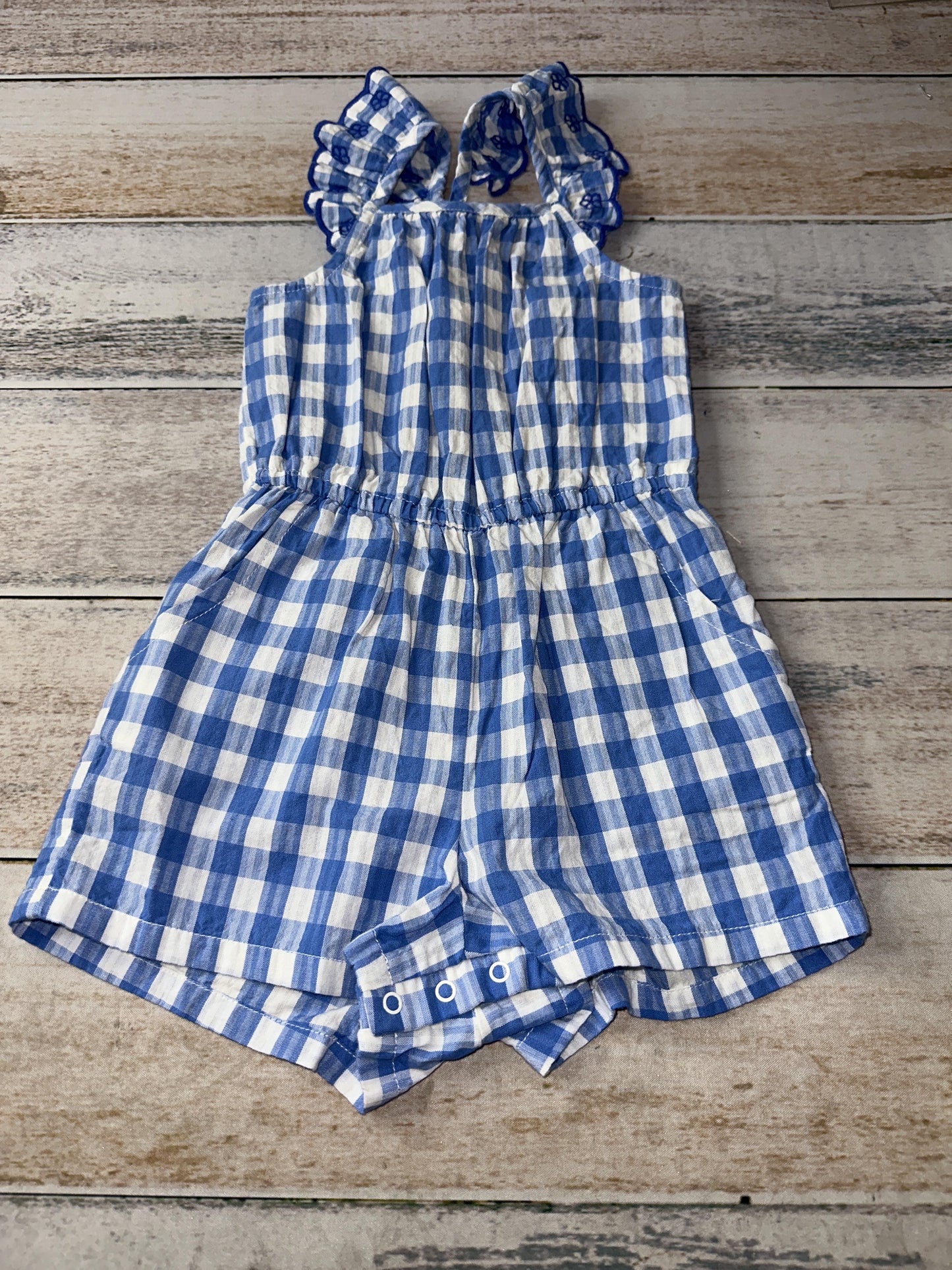 Cat & Jack Girls Blue | White | Striped Romper Size: 2T Blue | White | Striped