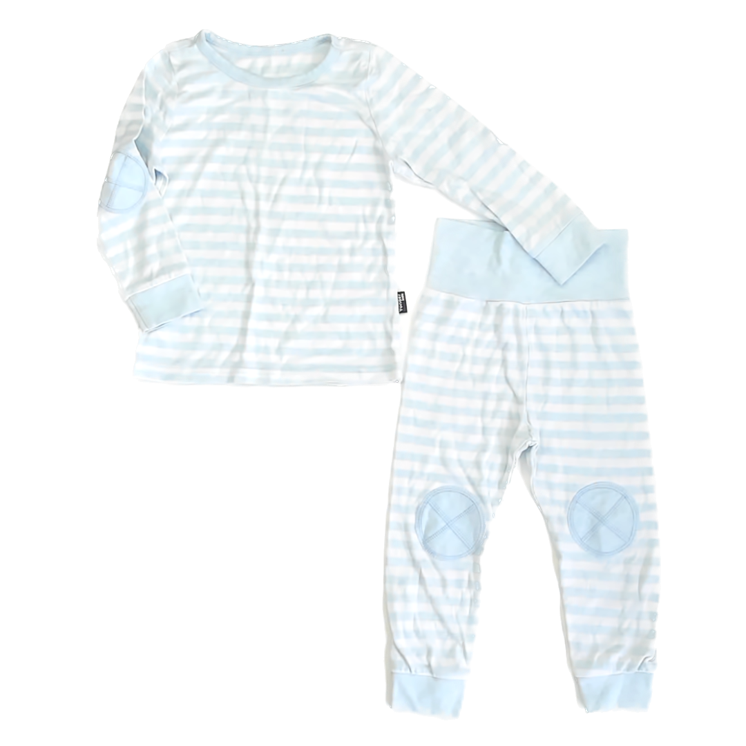 Yonaer Boys Blue | White Striped 2-piece Pajamas Size: 3T Blue | White Striped
