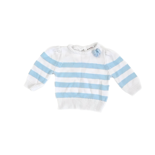 Prenatal Girls Blue | White Striped Sweater Size: 3-6 Months Blue | White Striped
