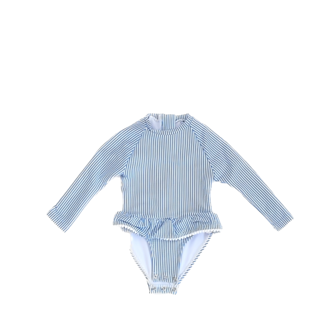 Snapper Rock Girls Blue | White Striped 1-piece Swimsuit Size: 3-6 Months Blue | White Striped