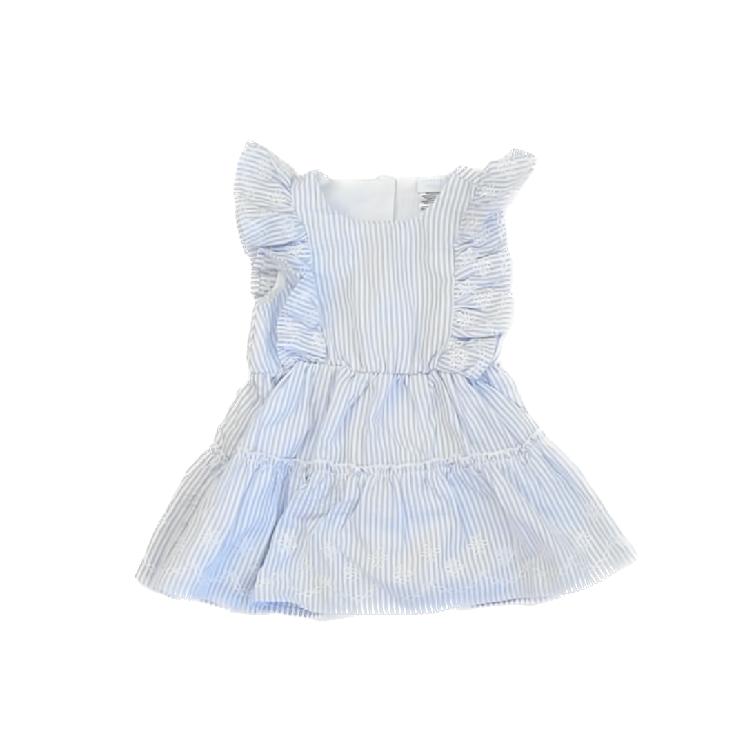 Draper James Girls Blue | White Striped Dress Size: 18 Months Blue | White Striped