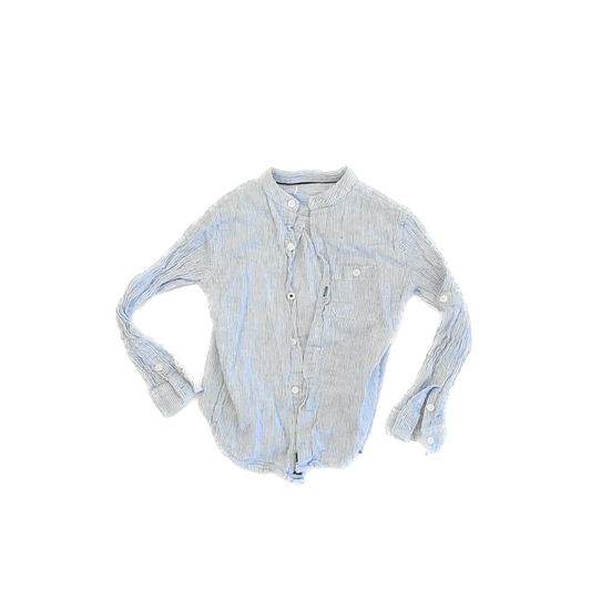 ZY Boys Blue | White Striped Button Down Long Sleeve Size: 6 Years * Blue | White Striped