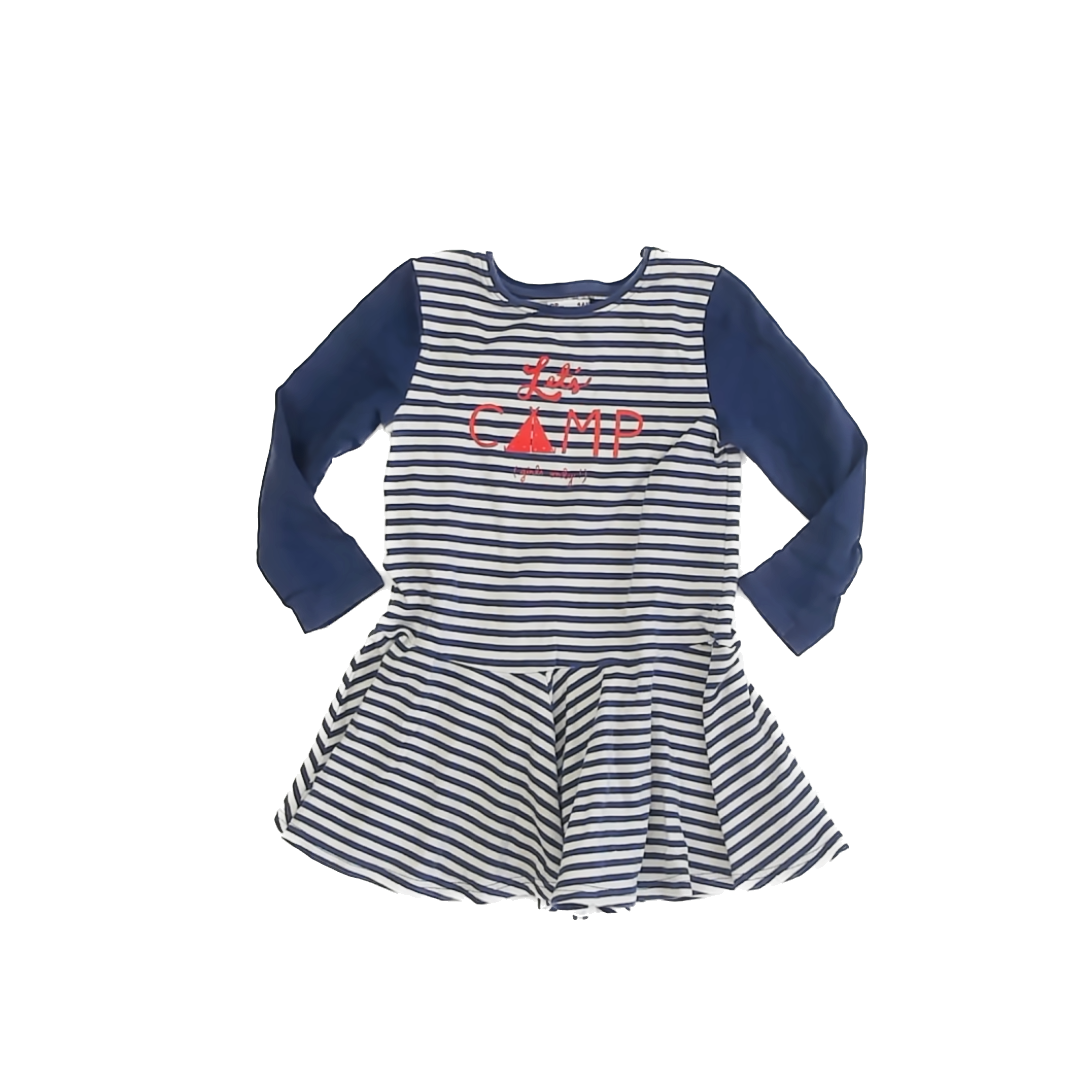 DP...am Girls Blue | White Striped Dress Size: 4T Blue | White Striped