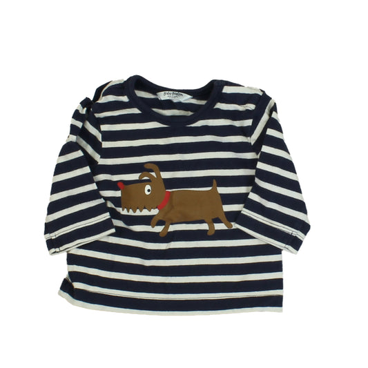 Mini Boden Boys Blue | White | Stripes | Dog Long Sleeve T-Shirt Size: 0-3 Months Blue | White | Stripes | Dog