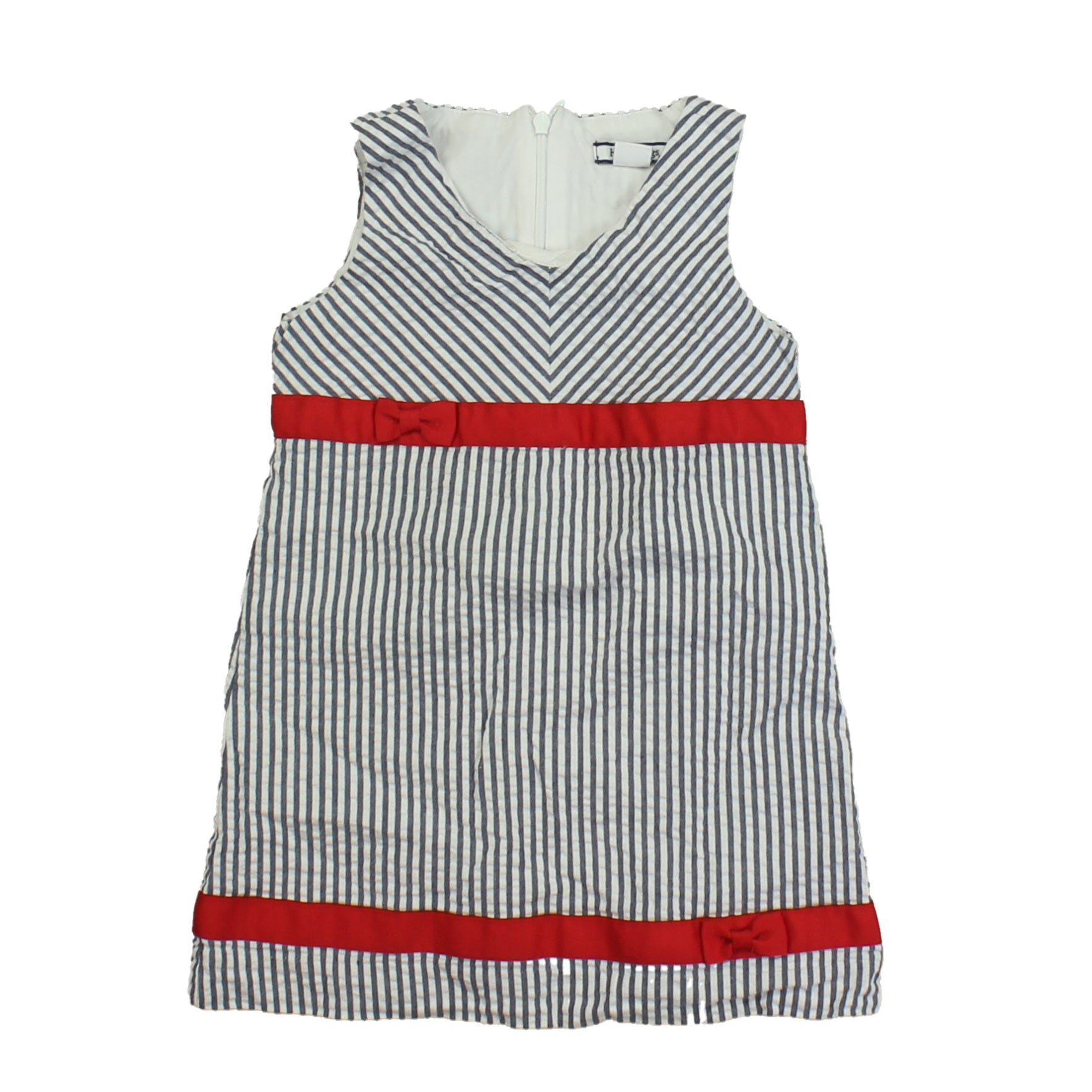 Hartstrings Girls Blue | White | Stripes | Red Dress Size: 2T Blue | White | Stripes | Red