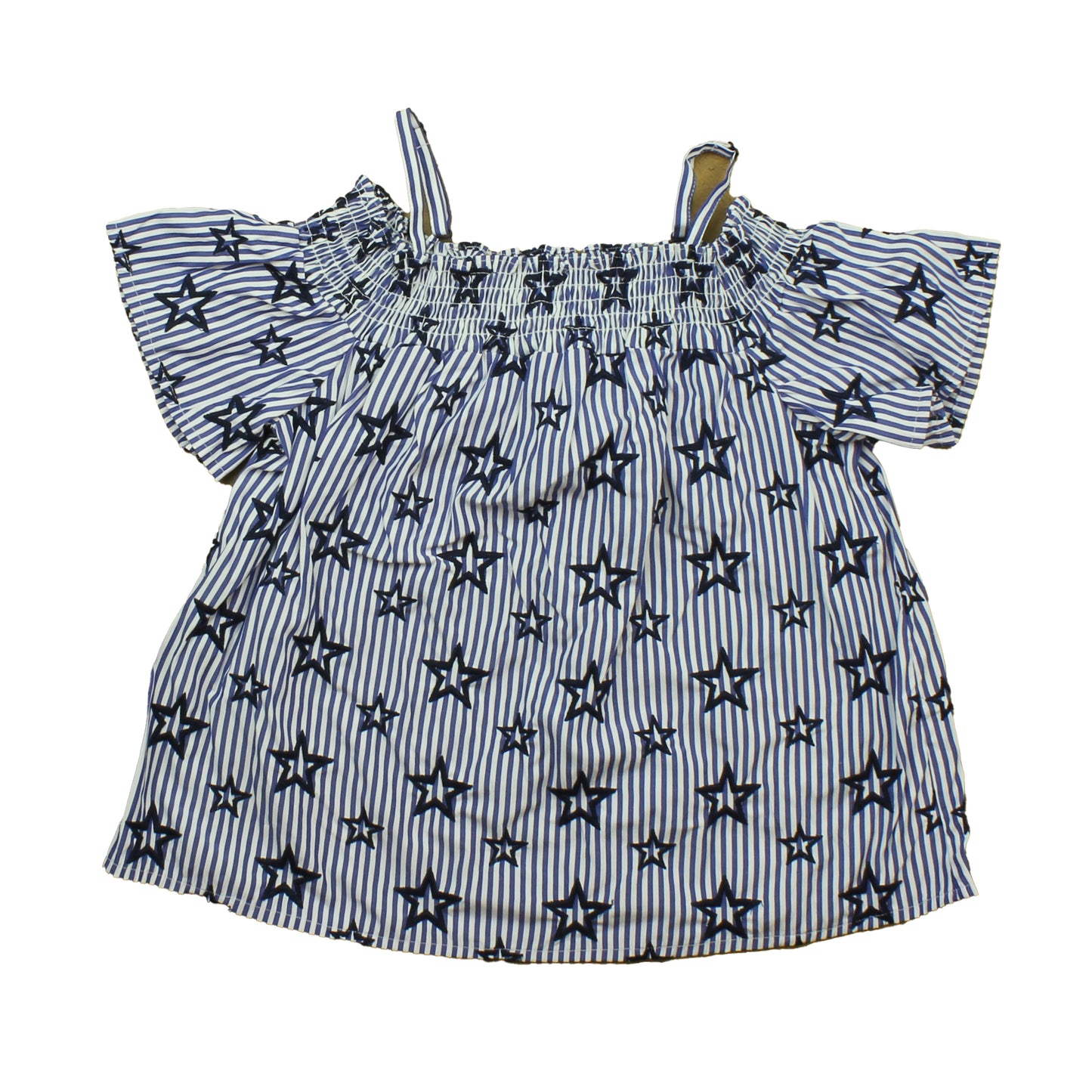 Rockets Of Awesome Girls Blue | White | Stripes | Stars Blouse Size: 10 Years