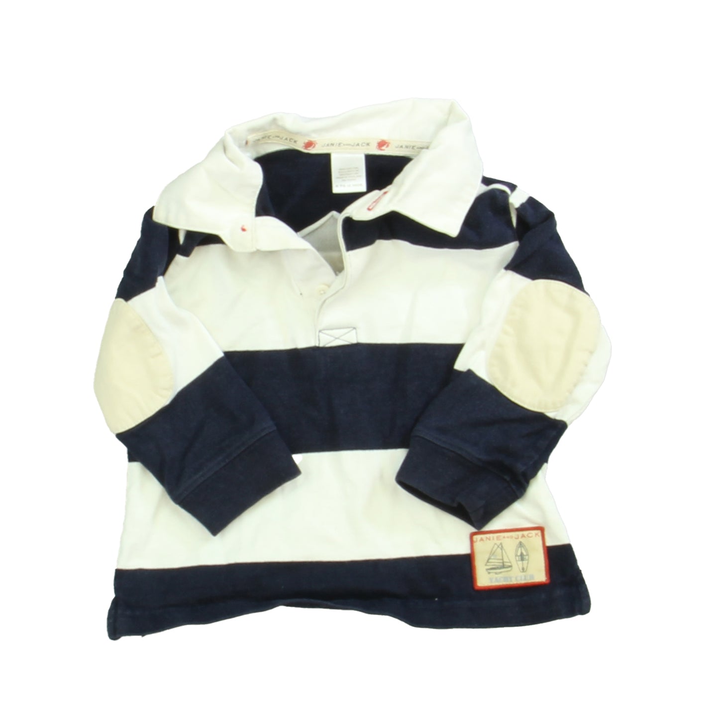 Janie and Jack Boys Blue | White | Stripes Rugby Shirt Size: 6-12 Months Blue | White | Stripes