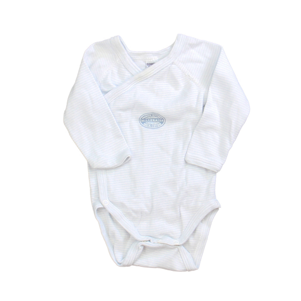 Petit Bateau Boys Blue | White | Stripes Onesie Size: 3 Months Blue | White | Stripes