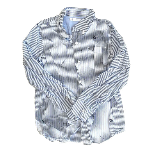 Rockets Of Awesome Boys Blue | White | Stripes Button Down Long Sleeve Size: 8 Years Blue | White | Stripes
