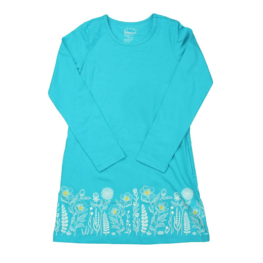 Mightly Girls Blue | White | Yellow | Flowers Dress Size: 10 Years Blue | White | Yellow | Flowers