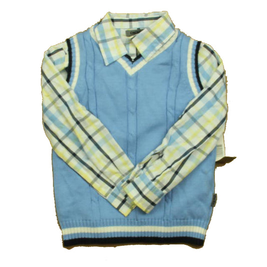 DKNY Boys Blue | White | Yellow Plaid Sweater Size: 4T