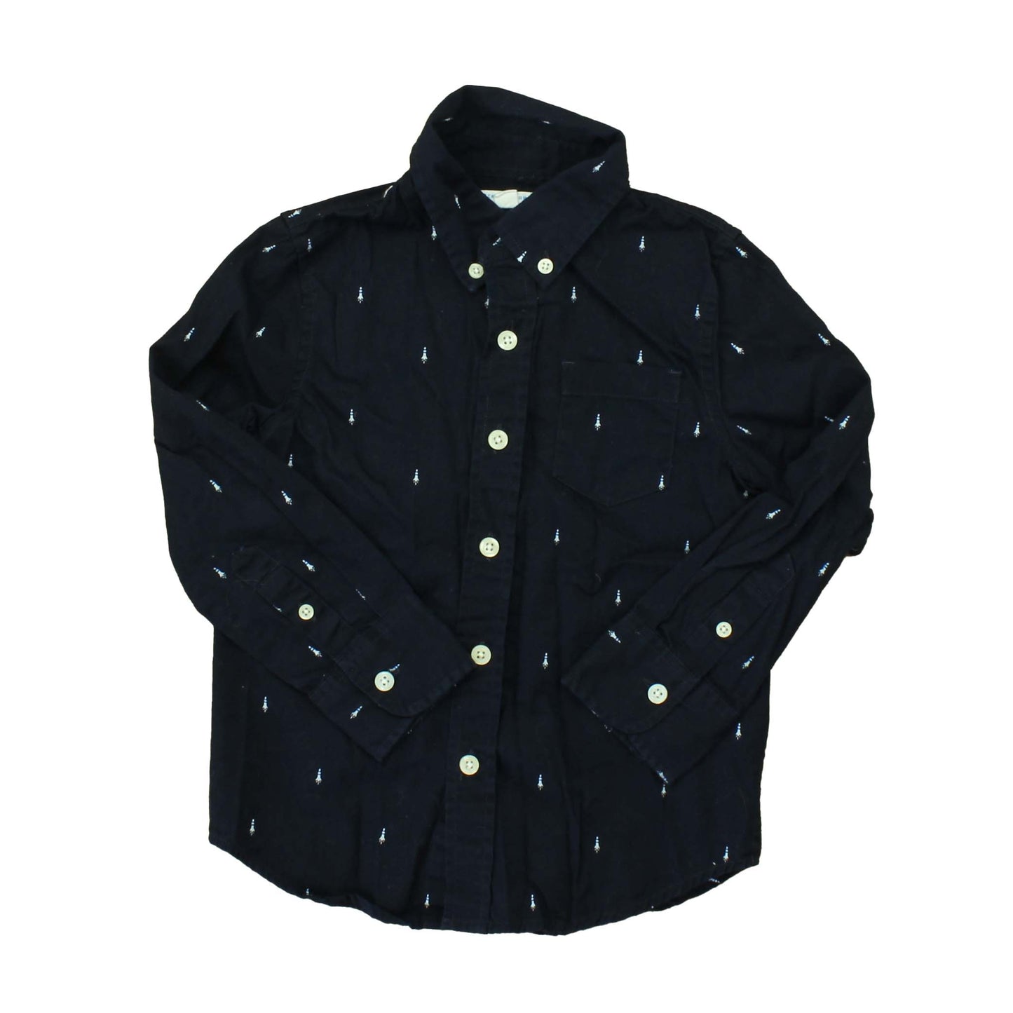 Rockets Of Awesome Boys Blue | White Button Down Long Sleeve Size: 4-5T