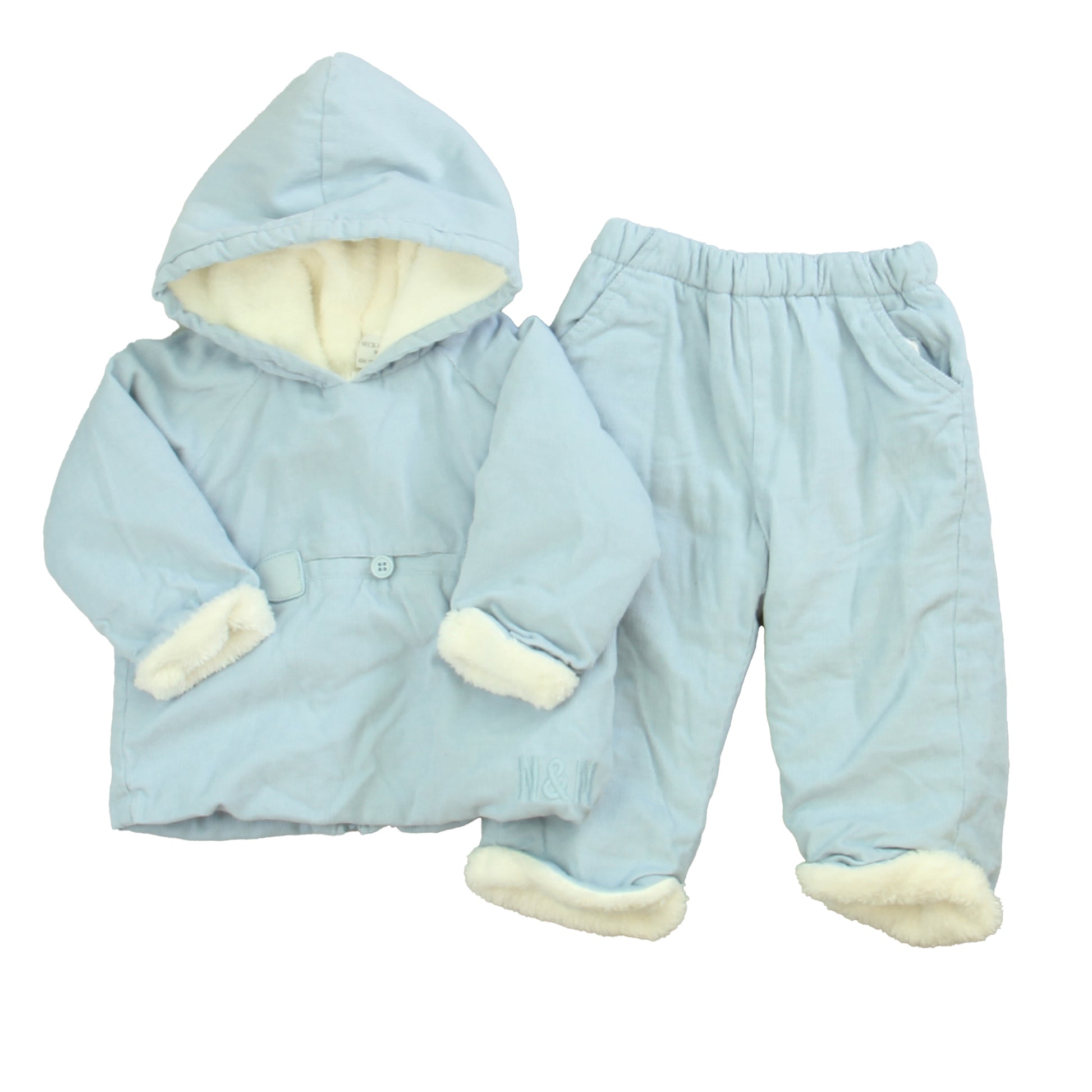 Neck & Neck Boys Blue | White Apparel Sets Size: 6-9 Months Blue | White