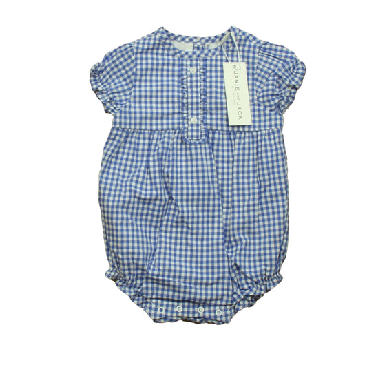 Janie & Jack Girls Blue | White Romper Size: 6-12 Months Blue | White