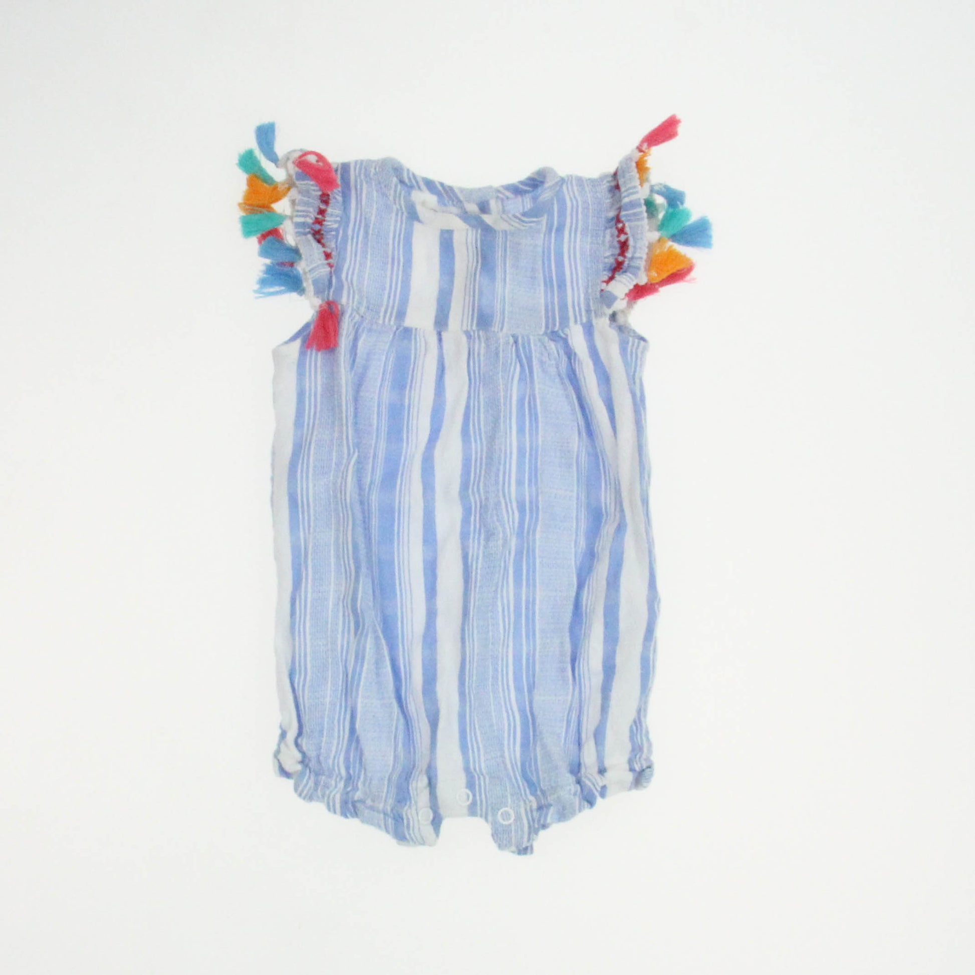Mudpie Girls Blue | White Romper Size: 6-9 Months Blue | White