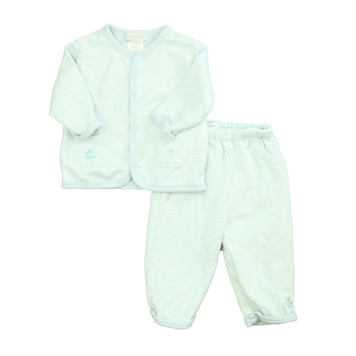 Baby Cottons Boys Blue | White Apparel Sets Size: 3 Months Blue | White