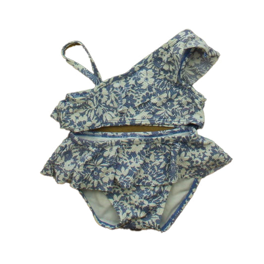 Janie and Jack Girls Blue | White 1-piece Swimsuit Size: 12-18 Months Blue | White
