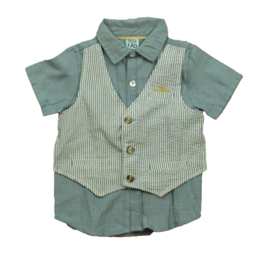 Good Lad Boys Blue | White Button Down Short Sleeve Size: 3T Blue | White