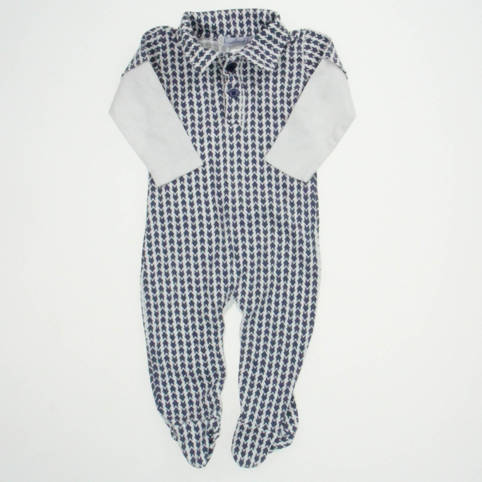 Feather Baby Boys Blue | White Long Sleeve Outfit Size: 3-6 Months Blue | White