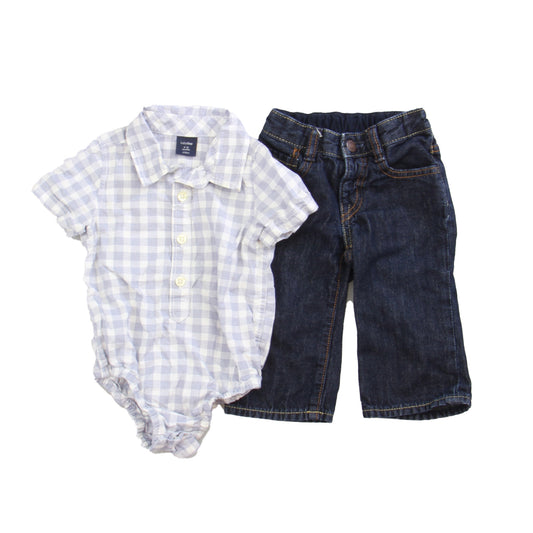 Gap Boys Blue | White Apparel Sets Size: 6-12 Months Blue | White