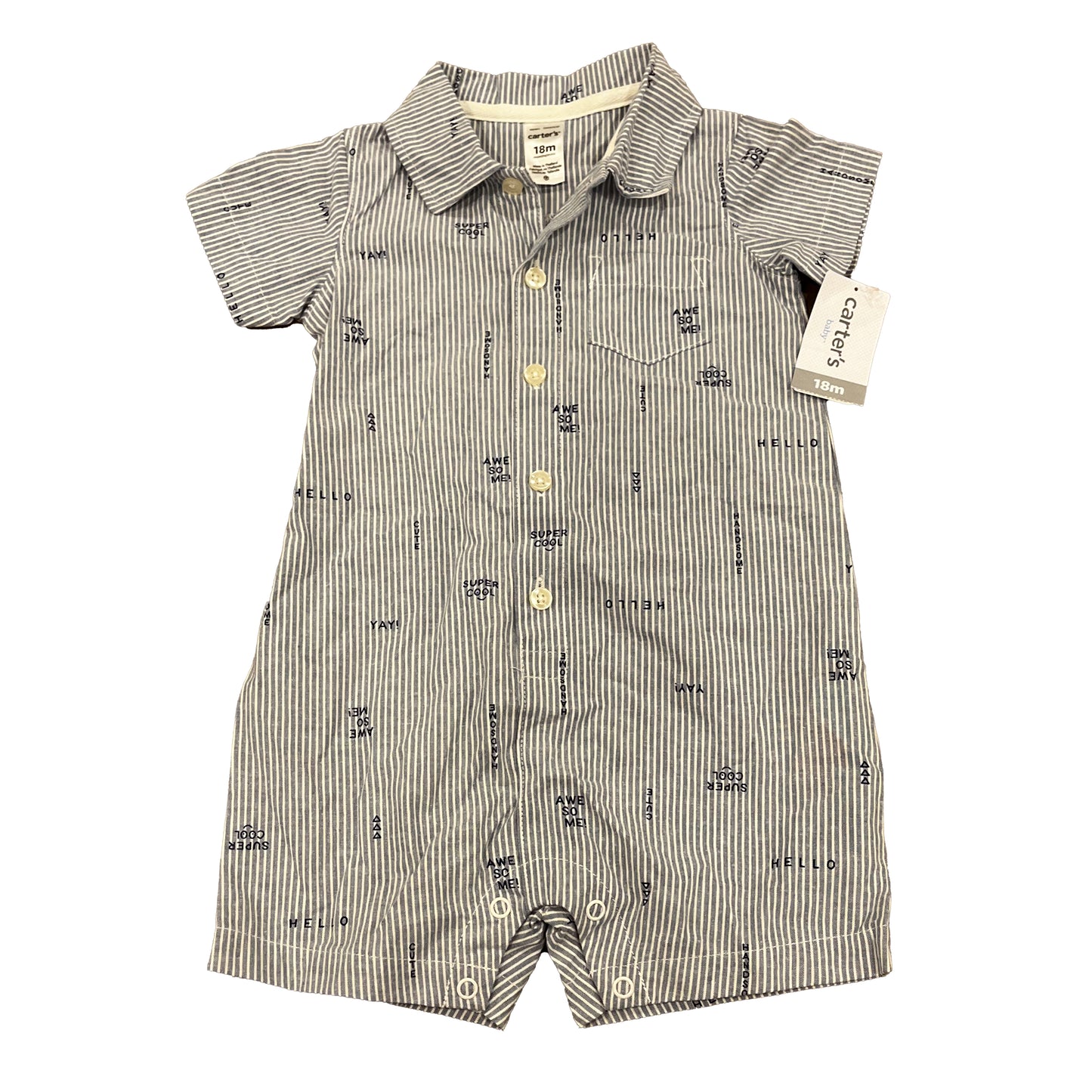 Carter's Boys Blue | White Romper Size: 18 Months