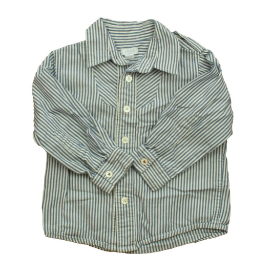 Jacadi Boys Blue | White Button Down Long Sleeve Size: 2T Blue | White