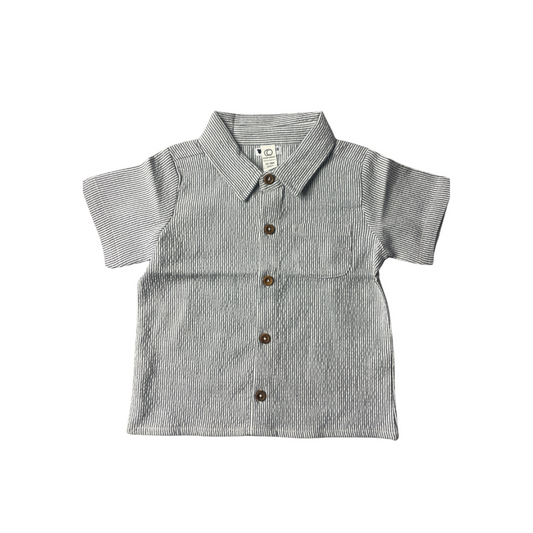 Colored Organics Blue | White Button Down Short Sleeve Size: 12-18 months Blue | White