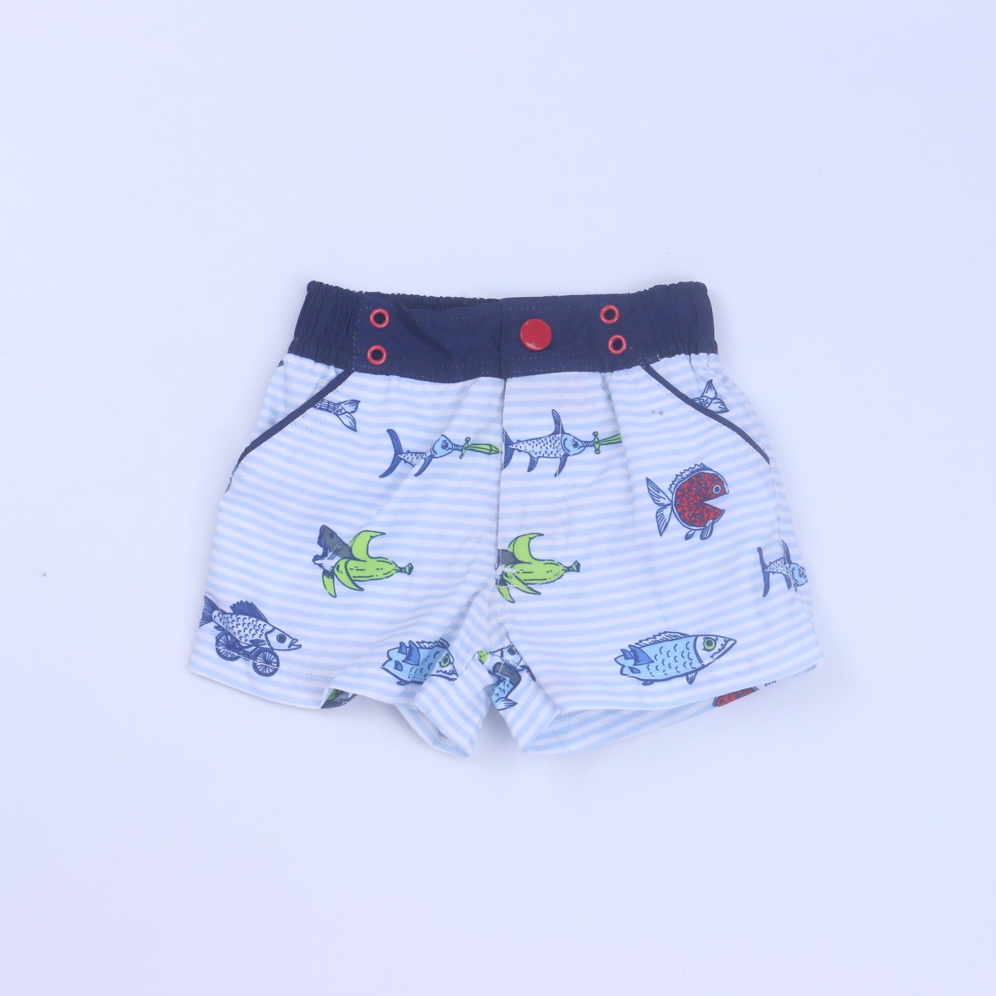 Andy & Evan Boys Blue | White Trunks Size: 3-6 Months