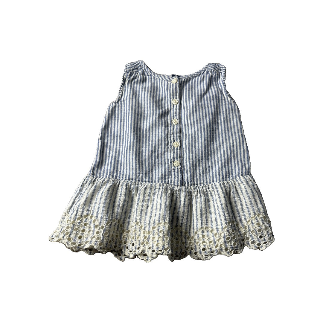 Gap Girls Blue | White Dress Size: 12-18 months Blue | White
