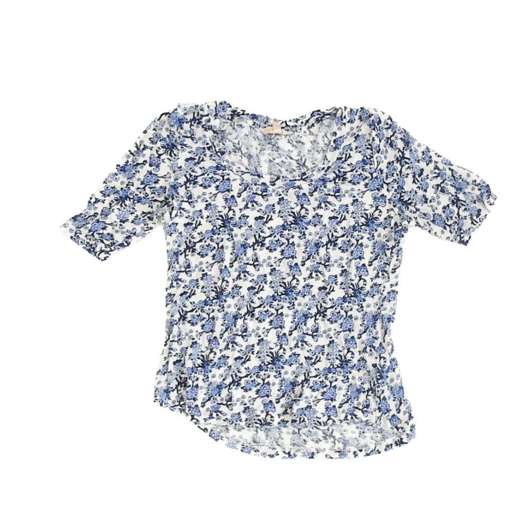 Rebecca Taylor Girls Blue | White Short Sleeve Shirt Size: M (10-12 Years) Blue | White