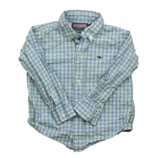 Vineyard Vines Boys Blue | White Button Down Long Sleeve Size: 3T Blue | White