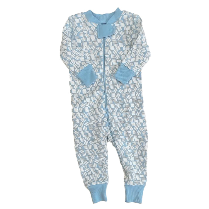 Mightly Boys Blue | White 1-piece Non-footed Pajamas Size: 3-6 Months Blue | White